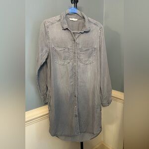 Beachlunchlounge Light Gray Shirt Dress pockets